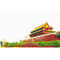 天安门广场估花海绿色植物