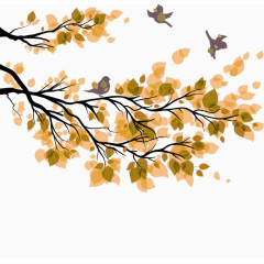 褐色简约树枝树叶装饰图案