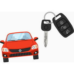 矢量红色小轿车车钥匙素材