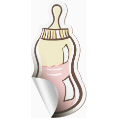 卡通奶瓶贴纸素材免抠