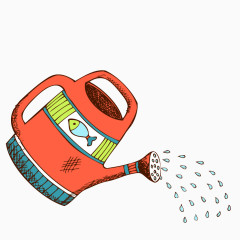 彩绘喷洒壶式矢量图