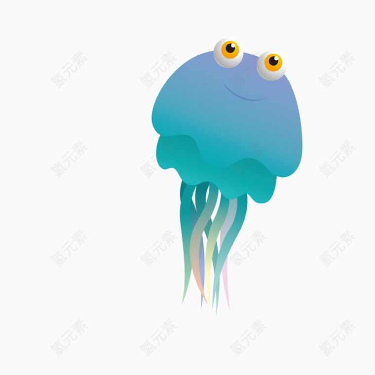 蓝色墨鱼矢量卡通海洋生物
