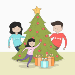 矢量圣诞节家庭