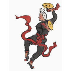 扭秧歌敲锣的老汉