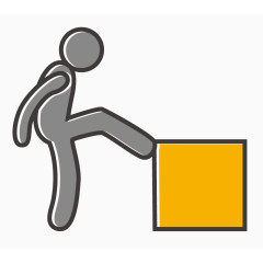 矢量工人用脚推送货物