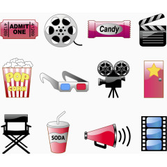 电影的主题和内容的矢量图标