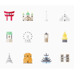 中国风建筑图标