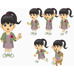 黑头发的卡通女孩