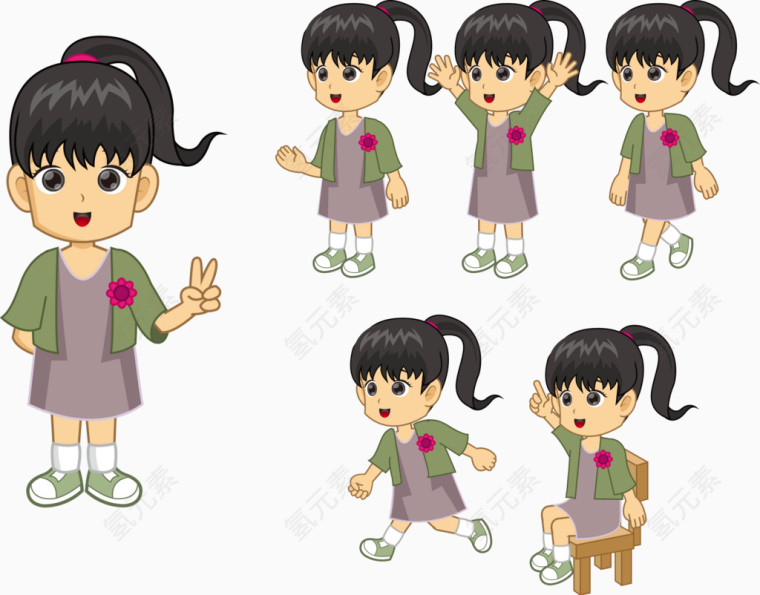 黑头发的卡通女孩