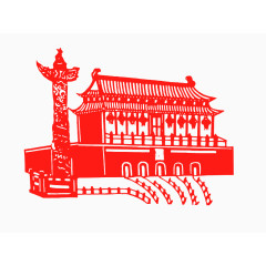 红色天安门剪纸