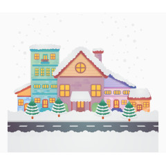 下雪小镇插画