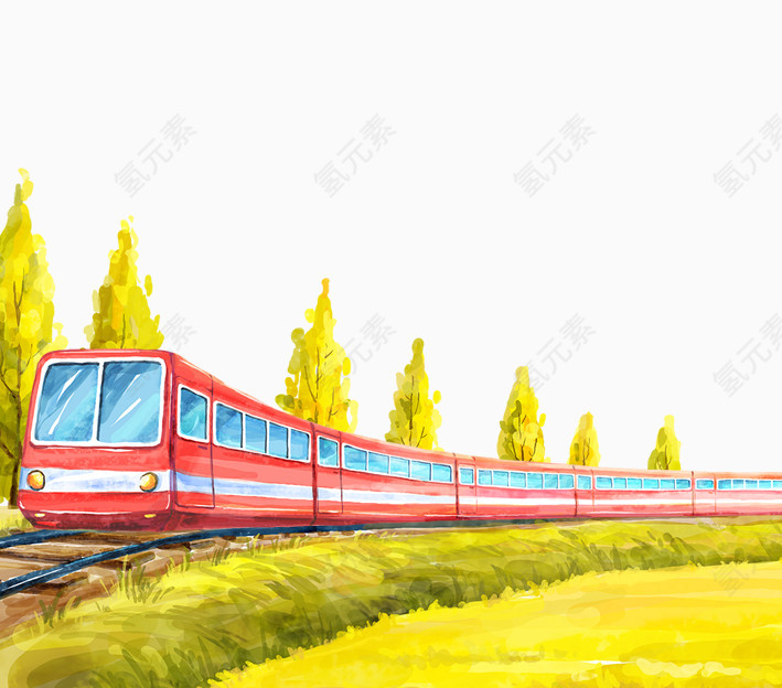 手绘驶来的列车