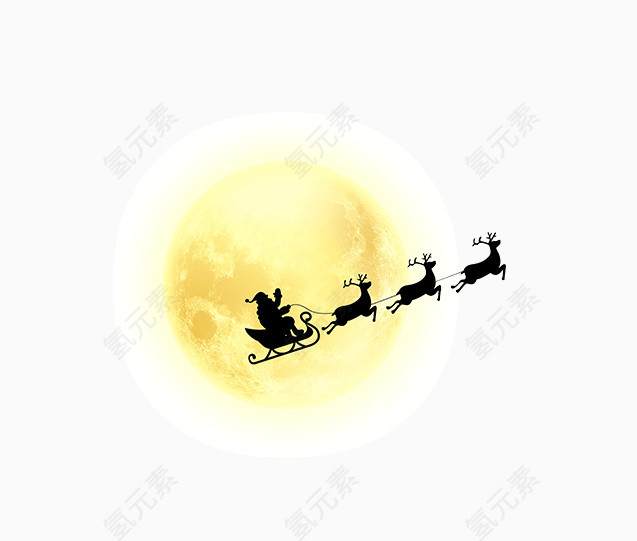 月亮上骑着马车的圣诞老人