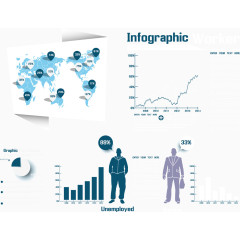 漂浮商务图表数据分析元素