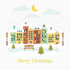 圣诞节夜色矢量素材