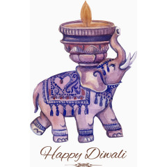 矢量手绘大象烛台插画