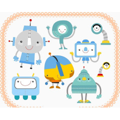 不同色的机器人