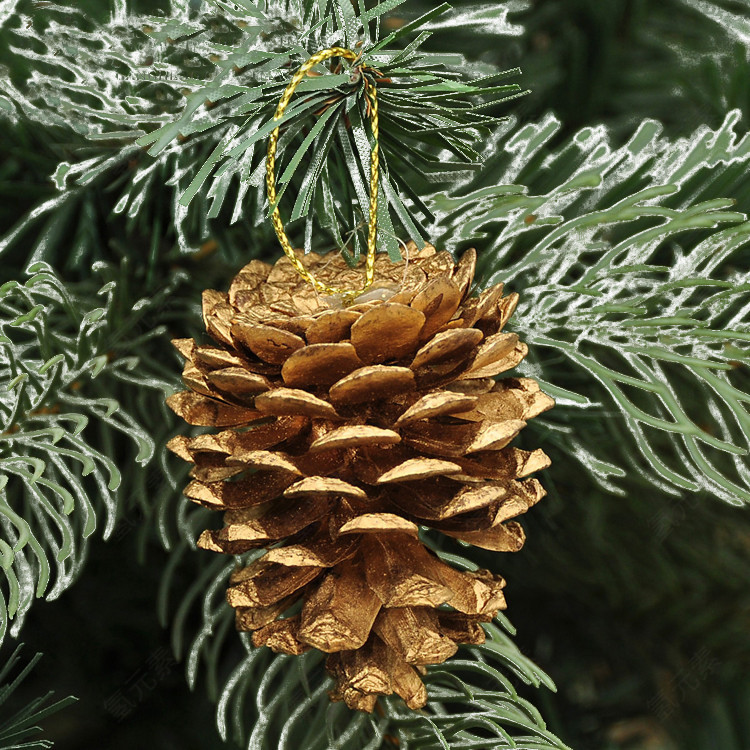 圣诞节金色松果挂件