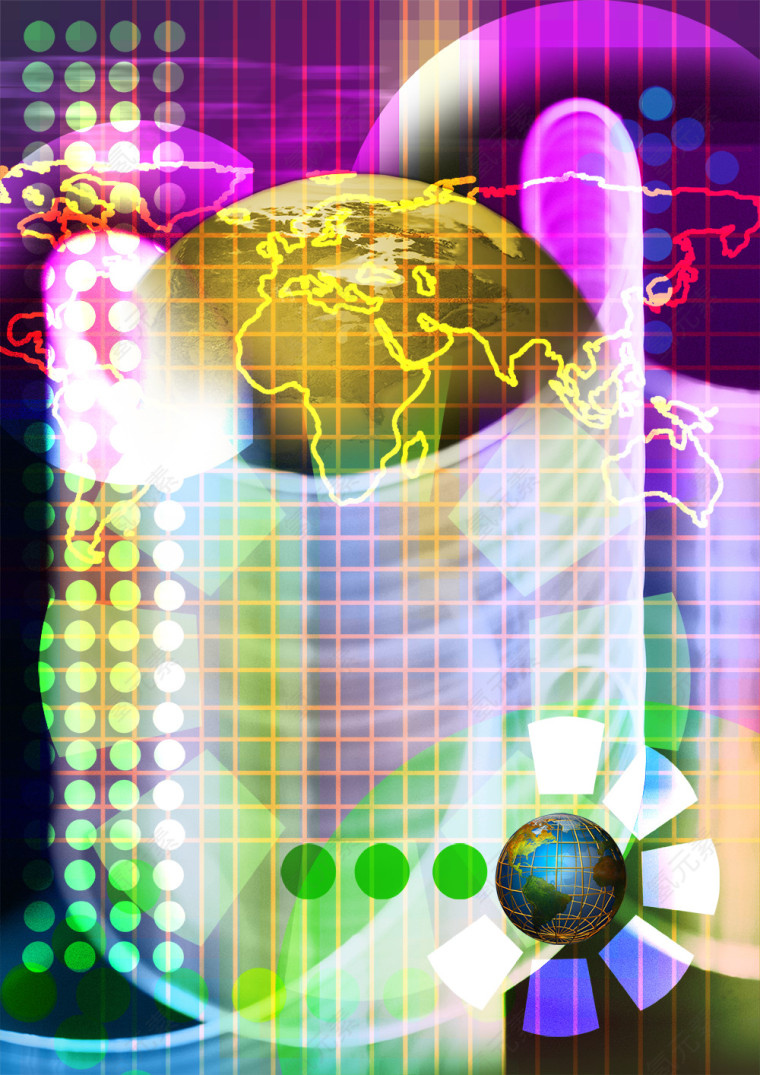 时尚科技未来感的炫彩地球背景图