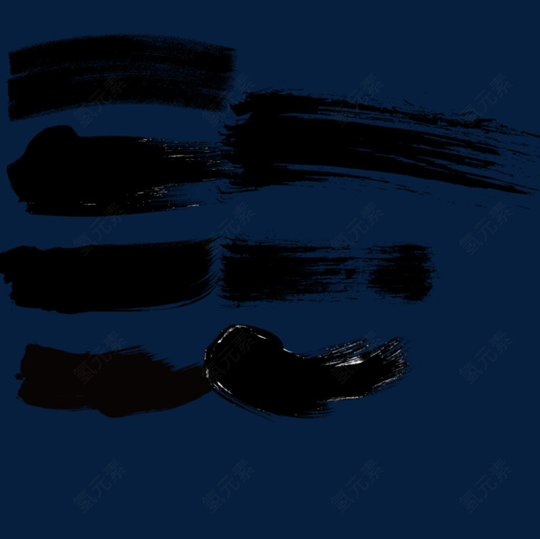 矢量黑色水韵书法笔刷