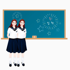 在黑板前面的女学生