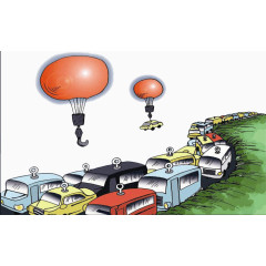 彩色卡通堵车宣传图