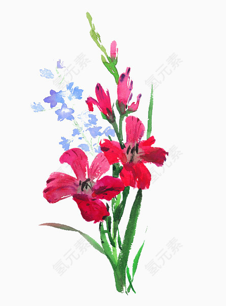 水彩墨花