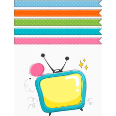 矢量彩色丝带与电视机