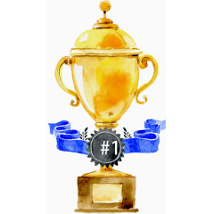 矢量手绘奖杯插画