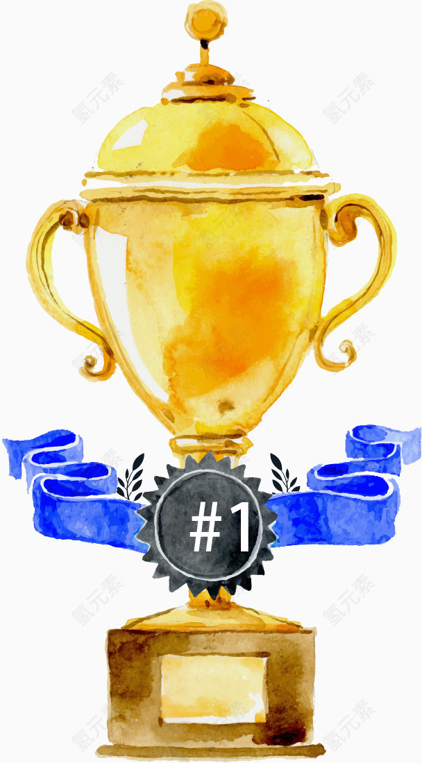 矢量手绘奖杯插画