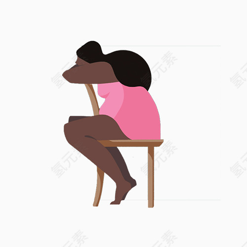 趴在椅子上思考的赤脚少女