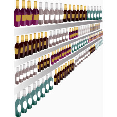 矢量手绘超市酒架