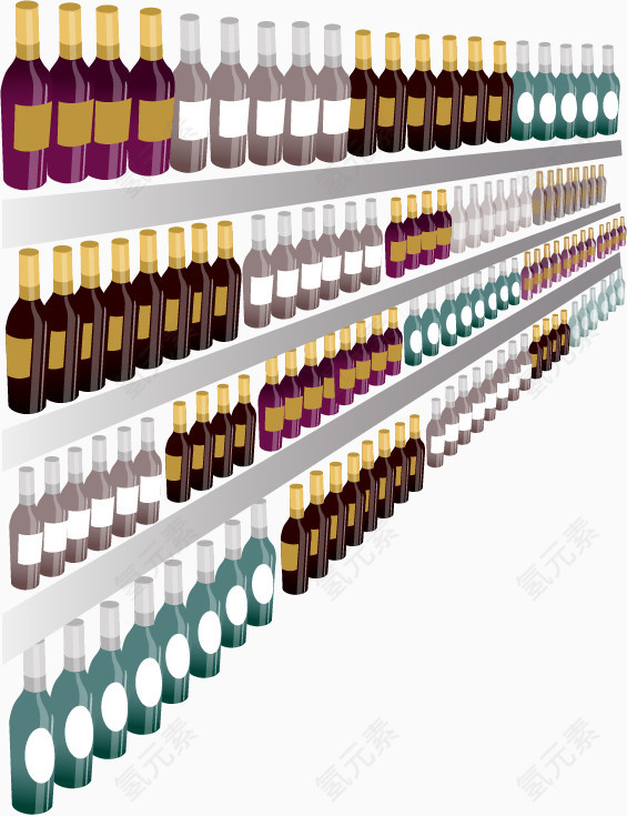 矢量手绘超市酒架
