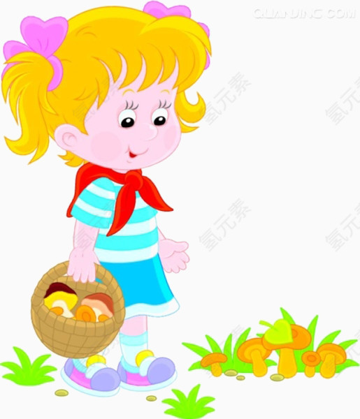 卡通小孩蘑菇素材