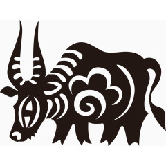 牛 剪纸 黑 素材 生肖