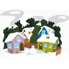 房屋大雪厚雪矢量严冬