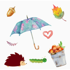 水彩花雨伞