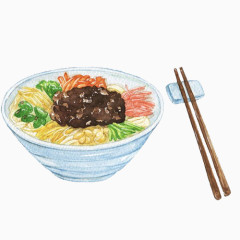 炸酱面手绘画素材图片