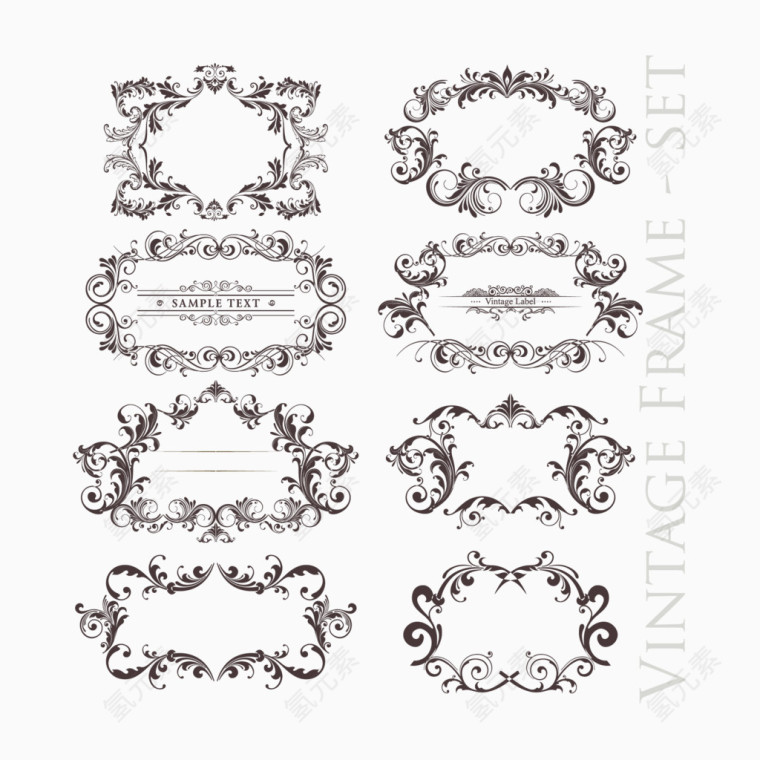 矢量古典复古花纹边框素材