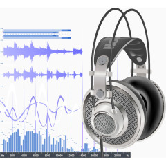 矢量手绘耳机和声波