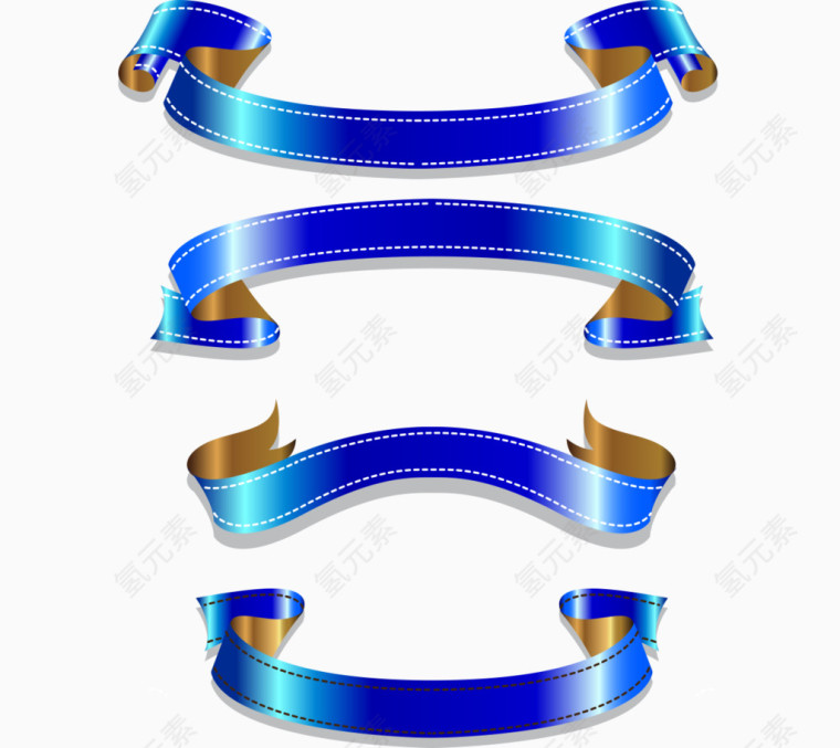 矢量蓝色渐变标签横幅华丽