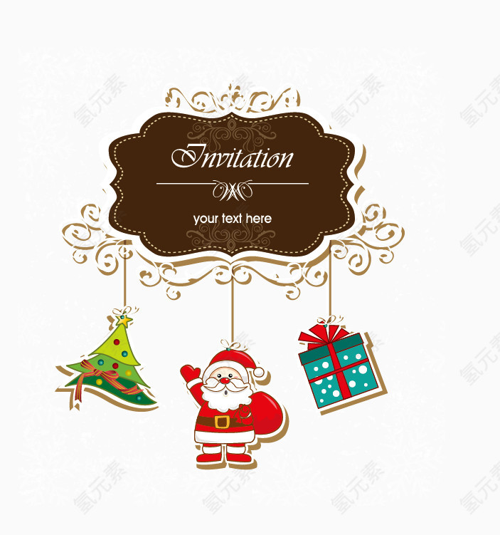 矢量圣诞褐色礼物