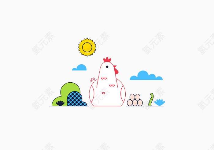 可爱公鸡插画