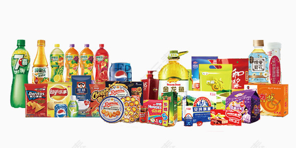 很多种类的零食