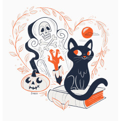 手绘万圣节元素