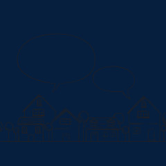 手绘房屋与语言气泡矢量图