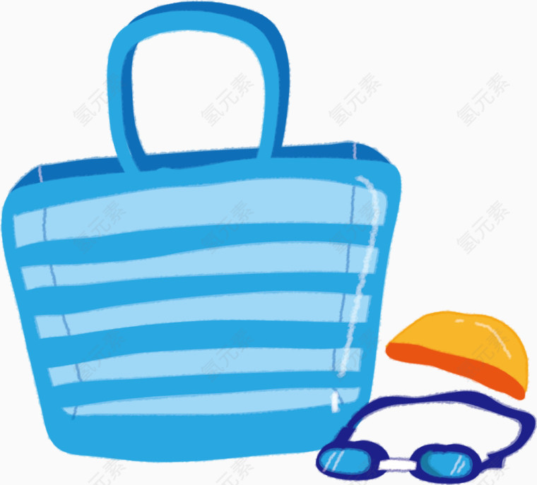 卡通手绘蓝色包包