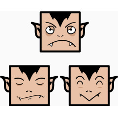 方形卡通人物头像一组