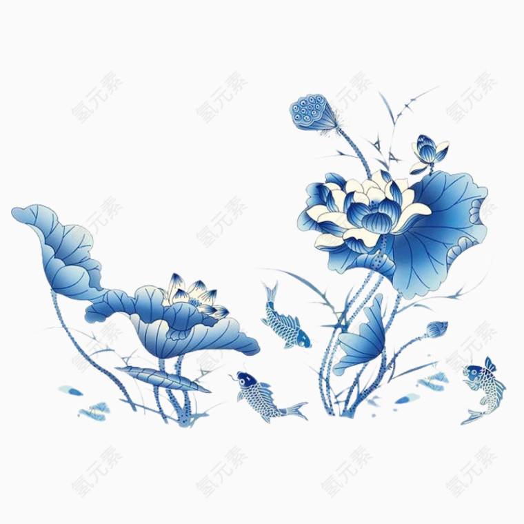 青花瓷荷花