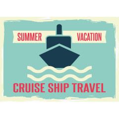 矢量老式游轮旅行海报插图